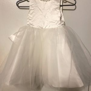 Flower girl white pearl dress